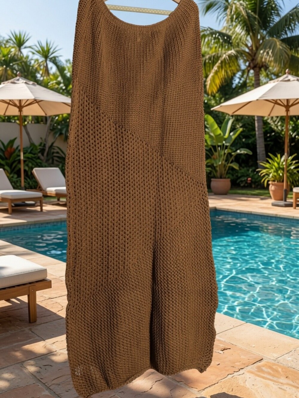 PrettyLittleThing Tan Crochet Maxi Skirt